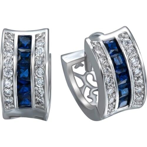 Hainon Fashion Red Blue Green Zircon Silver Color Earrings Summer New Product jewelry for Women Wedding Party Gift