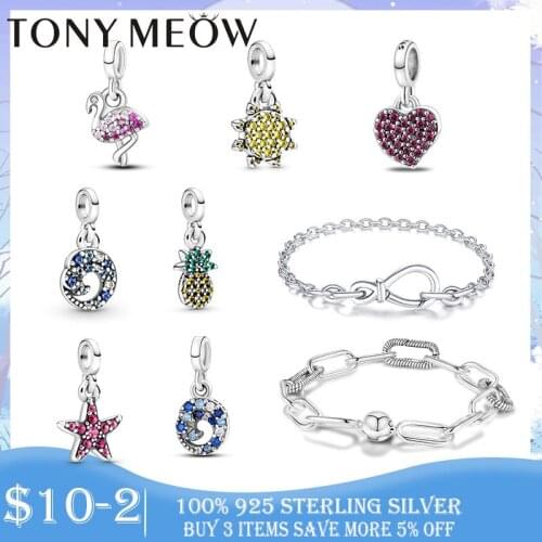 Jewelry Bracelet Flamingo Starfish Pendant Charm Me 925 Sterling Silver Charm Fit Original Pan Me Bracelet Jewelry For Women