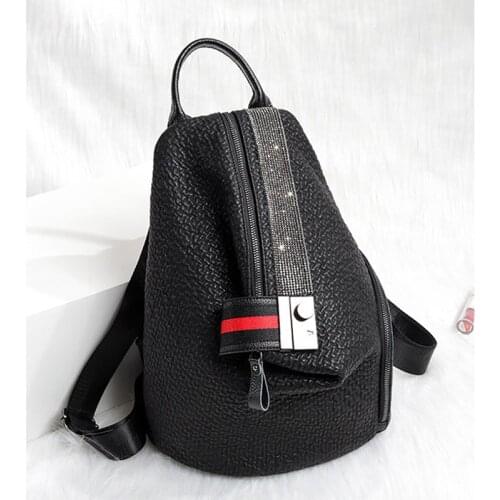 Genuine leather 2021 New Double Shoulder Dumpling bag high quality anti-theft lock backpack fashion diamond-studded female bag