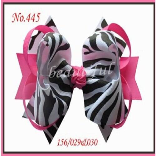 10 pcs Good Girl Boutique 5.5 Inch D-Ring Hair Bows Clips Zebra Ribbon 270 No