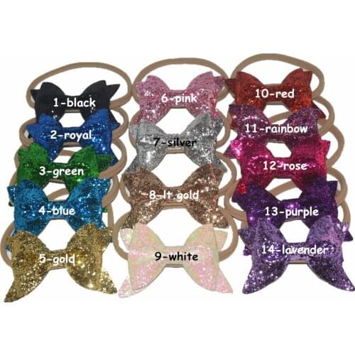 10 pcs / lots , shimmering powder bowknot , messy glitter bow with nylon headband , hair accessories