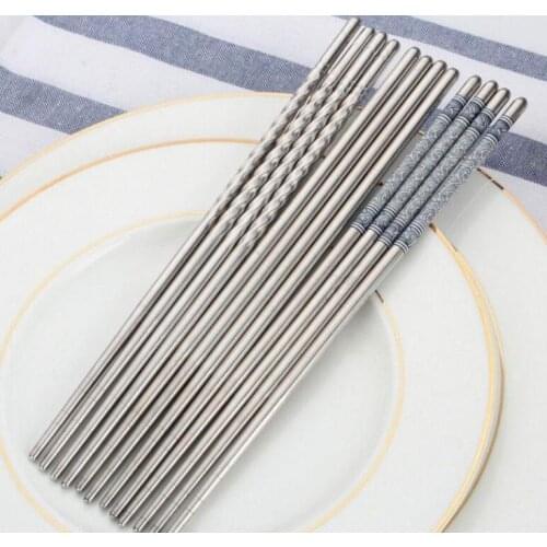 1000pair Durable Food Stick Chinese Traditional Flowers Pattern Stainless Steel Chopsticks Tableware Christmas Gifts SN3506