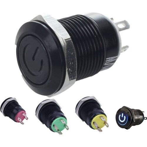12V 2A 9.5mm LED Metal Cap Power Momentary Push Button Switch Car DIY Modified