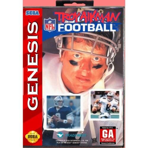 Troyaikman football 16 Bit MD Game card with Retail Box For Sega Genesis & Mega Drive