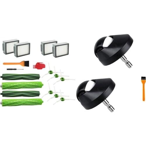2 Set Vacuum Cleaner Accessory: 1 Set Roller Brush + Side Brush + Filter & 1 Set Replacement Roomba Casters