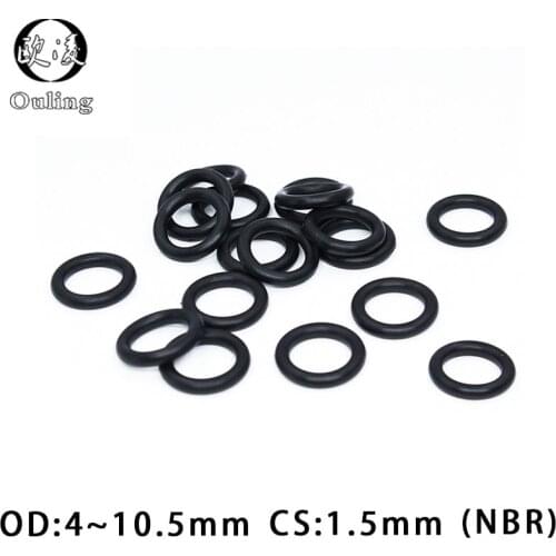 50PCS/lot Rubber Ring NBR Sealing O-Ring 1.5mm OD4/4.5/5/5.5/6/6.5/7/7.5/8/8.5/9/9.5/10/10.5mm O Ring Seal Gasket Ring Washer