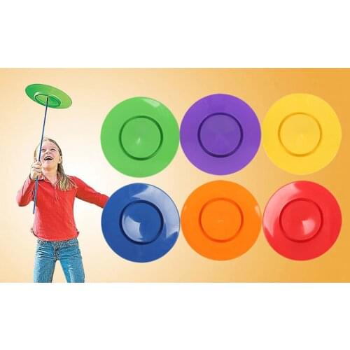 6x Kids Plastic Spinning Plates Sticks Set Magic Circus Trick Juggling Toys