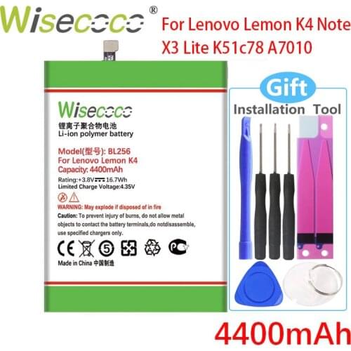 Wisecoco 4400mAh BL256 Battery For Lenovo Lemon K4 Note K4note X3 Lite K51c78 A7010 Phone +Tracking Number