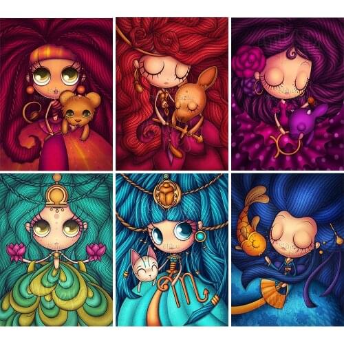 5D DIY Diamond Painting Cartoon Girl Princess Fairy Fantasy Embroidery Full Square Round Mosaic Set Cross Stitch Home Decoration