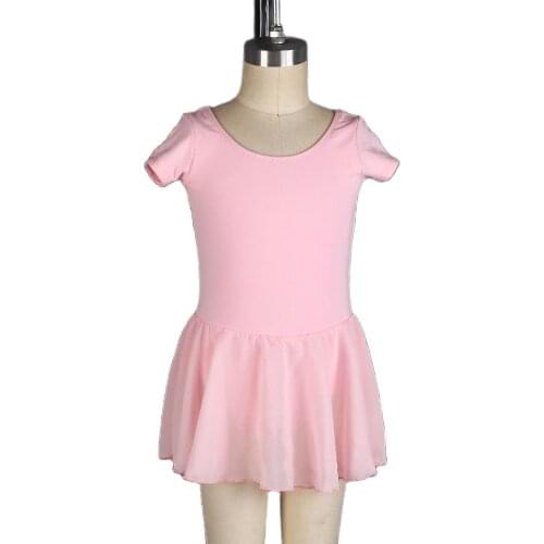 Short sleeve ballet chiffion skirted leotard, girl ballet dancewear dance skirt