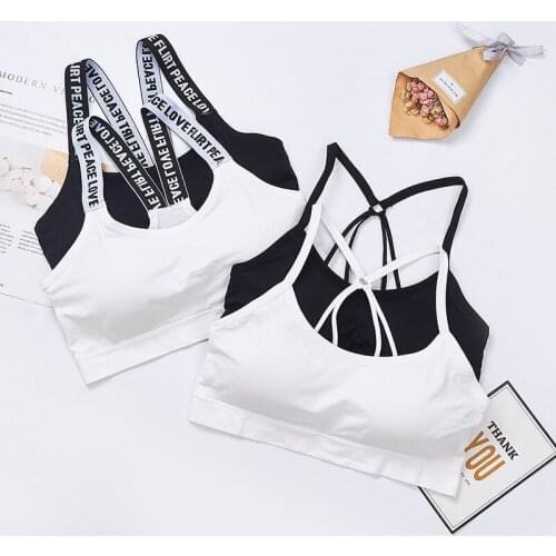 Traceless letter parachute sling, beautiful back, breast wrapped, bra, no steel ring sports underwear, bra, vest girl
