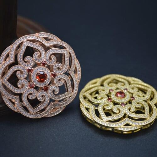 Multi Holes Big Round Shape Charm Pendant Necklace Connectors Links Paved CZ Copper Beads Jewelry Findings