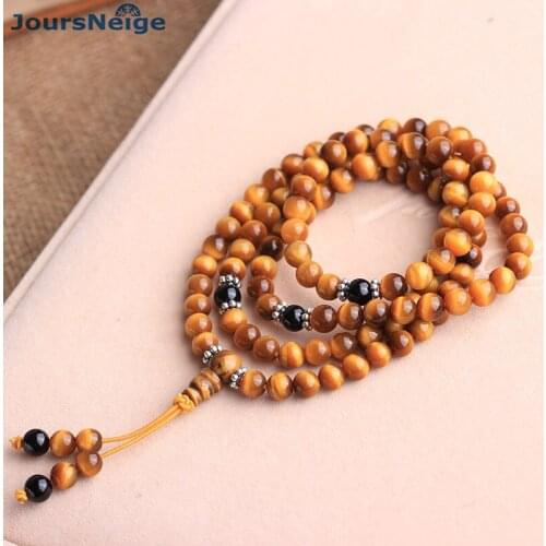 Wholesale Tiger Eye Natural Stone Bracelets 108 Buddha Beads Hand String Lucky For Women Men Energy stone Bracelets Jewelry