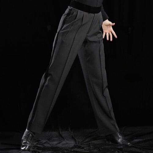 Men Latin Dance Pants Black Latin Modern Ballroom Performance Trousers Salsa Tango Rumba Samba Cha Cha Latin Trousers DQS1857