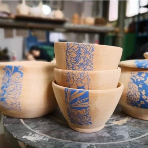 5PCS pottery ceramics clay glaze underglaze flower paper Jingdezhen blue and white porcelain plain applique Transfer paper