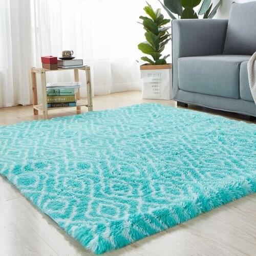 Long Shaggy Plaid Pattern Living Room Carpet Bedroom Floor Area Rug Kids Play Mat Doormat Kitchen Rug Bay window Carpets