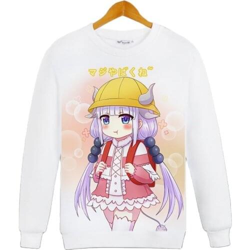High-Q Unisex Anime Cos Kobayashi-san Chi no Maid Dragon Cotton Casual Hoodie O Neck Daily Sweatshirts Shirts
