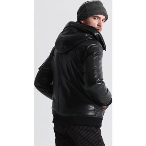 AYUSUE Geniune Jacket Men Sheepskin Leather Goose Down Coat Winter Warm Thick Outwear Parka Hombre Invierno18-H25# MF320