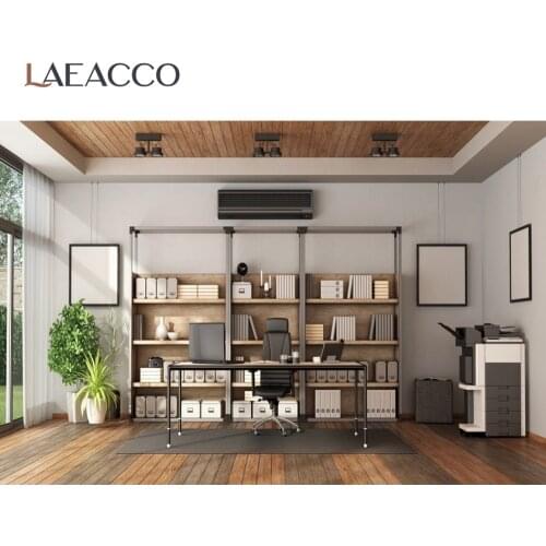 Laeacco Modern Living Office Room Wood Floor Home Decor Interior Photographic Background Photo Backdrop Photocall Photo Studio