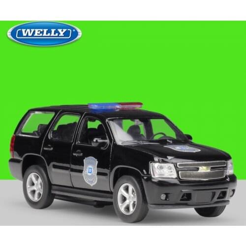 Welly 1:36 Diecast 2008 Tahoe Police SUV High Simulator Alloy Metal Model Car Pull Back Vehicle
