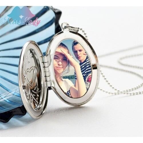 Miss Lady Floating Locket Necklaces pocket watch put photo open close fashion Pendant love Necklace for women Jewelry MLA1013