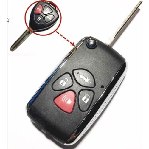 4 Buttons Modified Flip Remote Car Key shell Fob Case For Toyota Camry Avalon Corolla Matrix TOY43 Blade Replacement Key Cover
