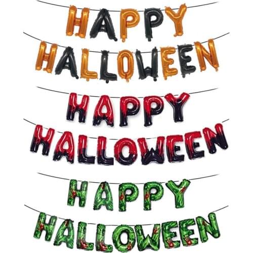 14pcs/lot 16inch Happy Halloween Letter Foil Balloons Halloween Party Decorations Balloons Kids Inflatable Toys Globos Supplies