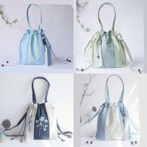 New Tassel Embroidery Chinese Style Ancient Canvas Portable Hanfu Handbag Girls Crossbody Women Girl Pouch Gift 1 pcs