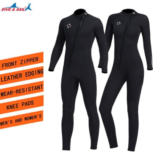 New 3mm neoprene fashion couple tight-fitting one-piece wetsuit long-sleeved warm men and women surfing swimming diving