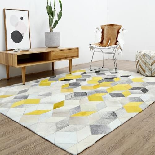 New European Style Luxury Animal Skin Patchwork Area Carpets Living Room Bedroom Tea Table Big Rug Hand-Stitched Cowhide Carpets