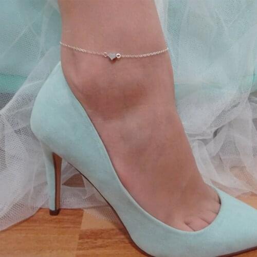New Simple Love Heart Anklet Chain Ankle Bracelet For Women Foot Jewelry Summer Beach tornozeleira