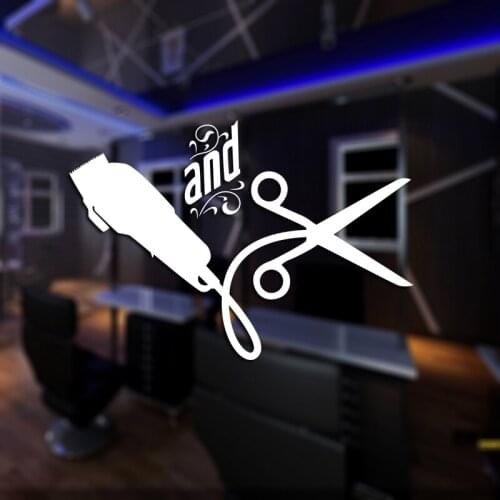 Scissor Hair Salon Wall Decal Beauty Salon Sticker Barber Shop Vinyl Window Decals Decor Mural Hairdresser Glass Sticker