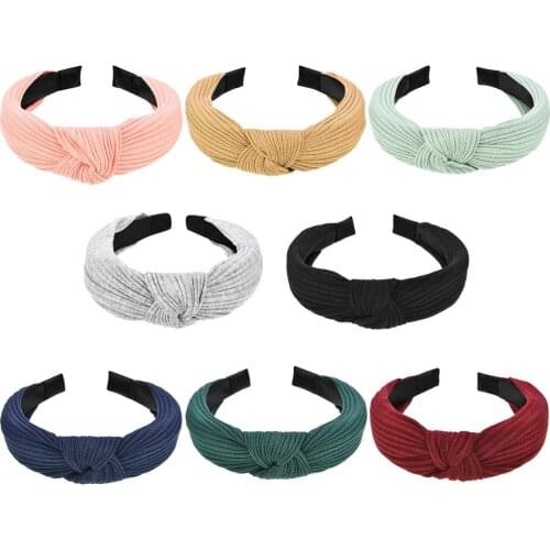 Solid Color Knot Headbands for Women Simple Fabric Girls Hairband Women Hair Accessories Wide Side Hair Band Christmas 2020