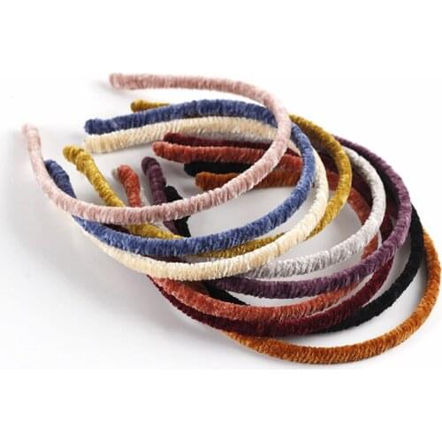 Fashion Women Super Thin Ornament Velvet Hairbands Personality Handmade Shiny Metal Colors Headbands Chic Hair Holder Headwear