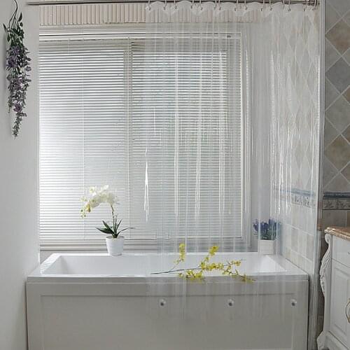 Transparent White Plastic Shower Curtain Waterproof Bath Curtains Liner Transparent Bathroom Mildew PEVA Home Luxury with Hooks
