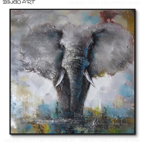 Unframed Hand-painted High Quality Modern Abstract Elephant Oil Painting on Canvas Abstract Elephant Knife Painting for Wall Art
