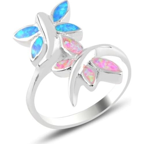 Silverlina Silver Dragonfly Opal Stone Ring