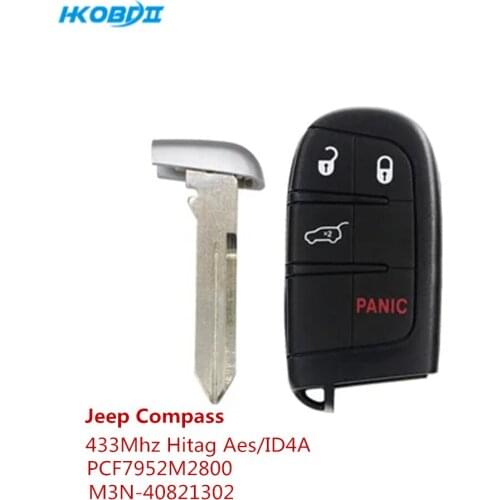 Smart Remote Control Key 433mhz 4A Chip Keyless Entry for Jeep Compass FCCID:M3N-40821302