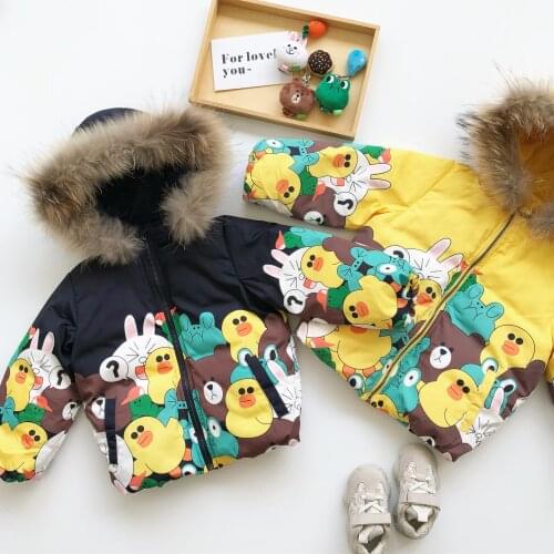 Tonytaobaby New Baby Cartoon Duvet Jacket with White Velvet Duvet Girls Winter Jacket