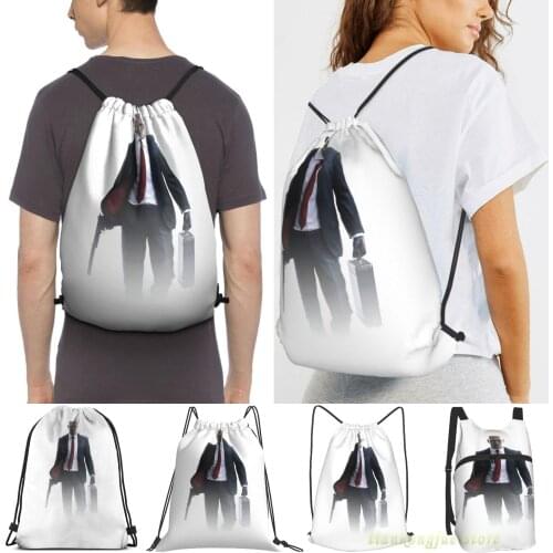 Unisex Drawstring Bags Hitman - Agent 47 Women Drawstring Backpacks Men Outdoor Travel Backpacks Training Fitness Bag