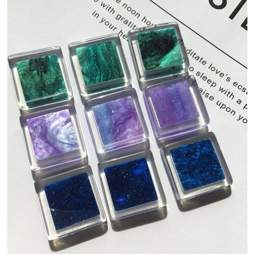 5pcs Vintage Emerald Green Square Resin Patch Findings Diy Jewelry Charms Starry Button Brooch Earring Cabochon Accessory P13