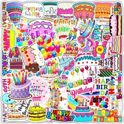 10/30/50Pcs/Set happy Birthday Graffiti Waterproof Skateboard Travel Suitcase Phone Laptop Luggage Stickers Cute Kids Girl