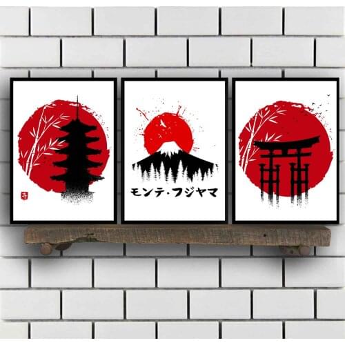 Japan Japanese Style Art Samurai Torii Legendary Buda Fujiyama Bamboo Poster