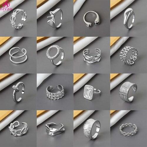 Punk Retro Silver Color Happy Smiley Women Open Ring Female Adjustable Stackable Link Twist Ring Fashion Jewelry Steampunk 2021