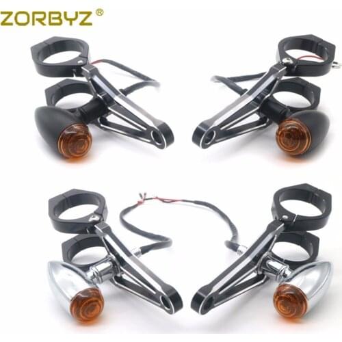 ZORBYZ 39mm CNC Motorcycle Headlight Mount Brackets Fork Clamps with Turn Signal Lights For Harley Honda Suzuki