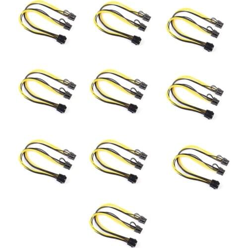10PCS 30cm CPU 8Pin to Image Video Card Dual 8Pin ( 6Pin+2Pin) Power Supply Splitter Cable Cord 1 to 2 Power Cables
