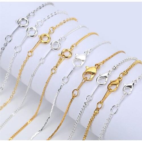 10pcs Diameter 1.5mm Gold Silver Color Snake Link Chains Necklace Copper Diy Necklace Findings For Jewelry Making Length 40cm
