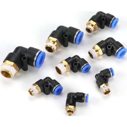 10Pcs Air Pneumatic Pipe Connector 10mm 8mm 6mm 12mm Hose Tube 1/8" 1/4" 3/8" 1/2" Male Thread L Shape Gas Quick Joint Fitting