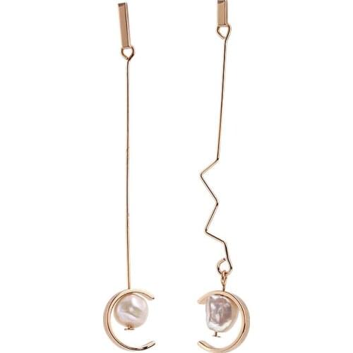 99CARATS SUMNI Natural special Pearl Earrings female asymmetric Earrings personality temperament new style in 2019 Free Shipping