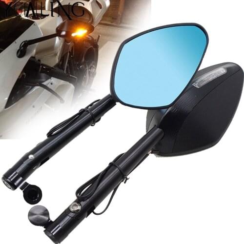 Motorcycle Rear View Mirror Side Mirrors with Turn Signal light For Yamaha YZF R1 R6 FZ1 FZ6 R3 Suzuki GSXR GSX-R 600 750 1000